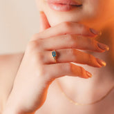 Sarı Altın 14 Ayar Blue Topaz Yüzük -  Beyaz altın -  Sarı altın - inci yüzük - pırlanta - Yüzük -pırlanta yüzük - inci yüzük - yüzük - yüzükler - altın yüzük modelleri
